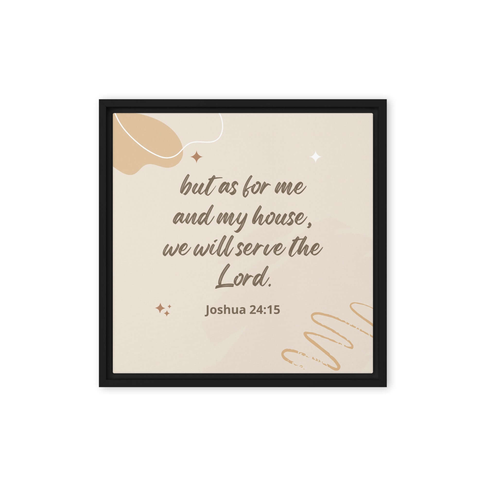 Joshua 24:15 Bible Verse, will serve Framed Canvas Print Wall Art Black 16″×16″