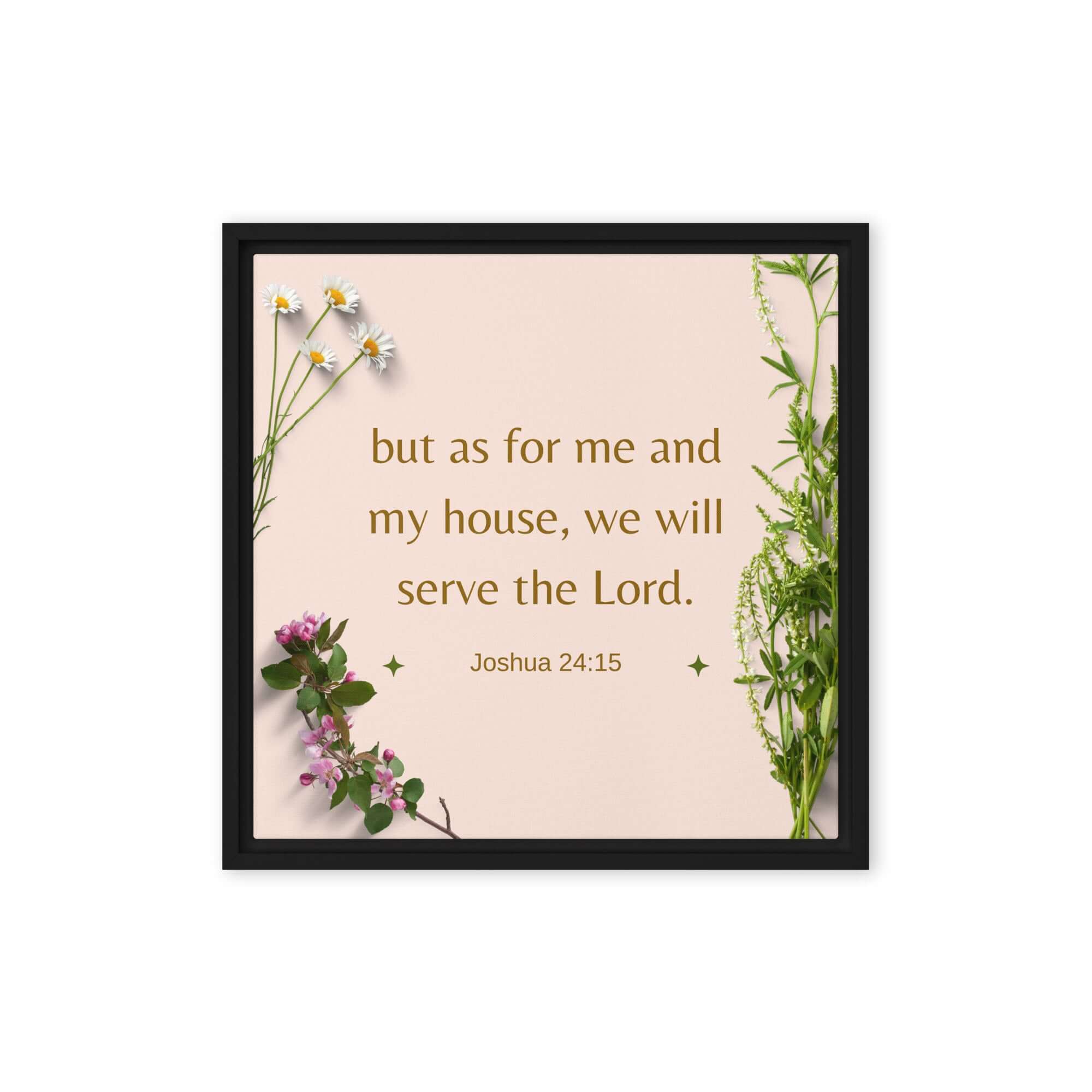 Joshua 24:15 Bible Verse, your fathers Framed Canvas Print Wall Art Black 16″×16″