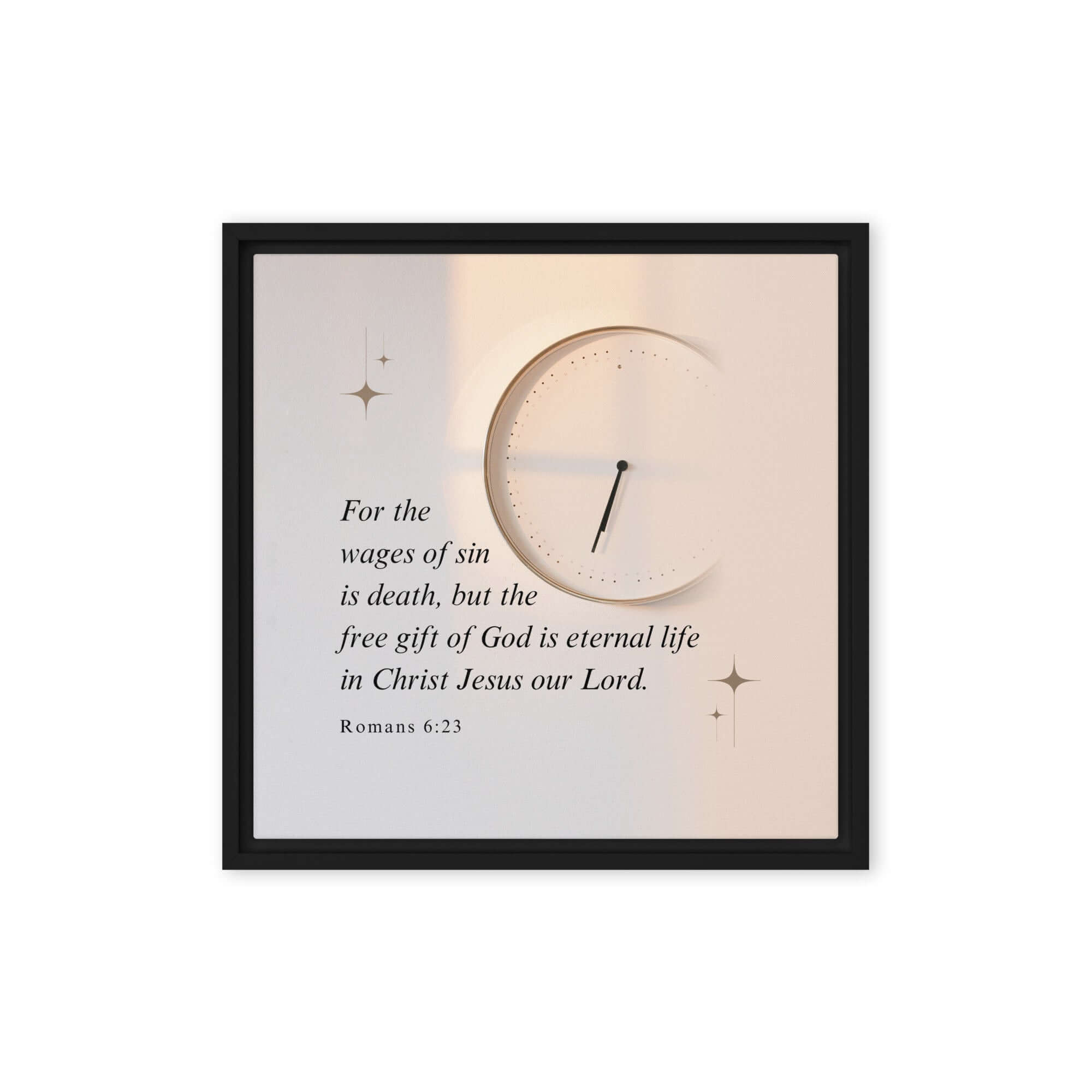 Romans 6:23 Bible Verse, our Lord Framed Canvas Print Wall Art Black 16″×16″