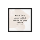 Romans 3:23 Bible Verse, fall short Framed Canvas Print Wall Art Black 16″×16″