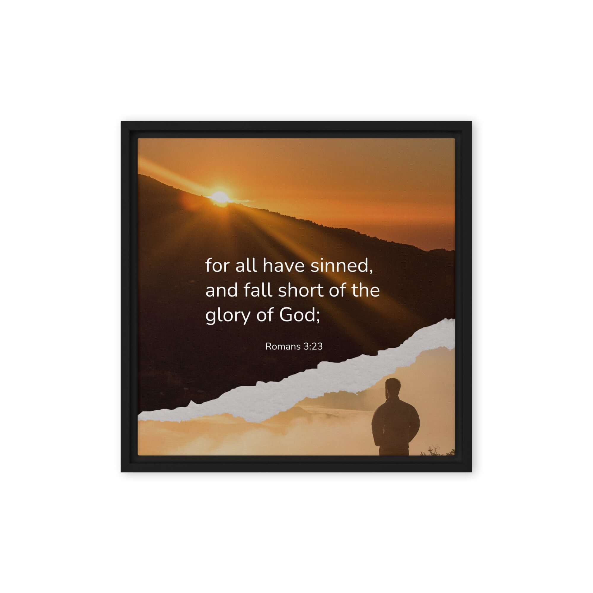 Romans 3:23 Bible Verse, of God Framed Canvas Print Wall Art Black 16″×16″