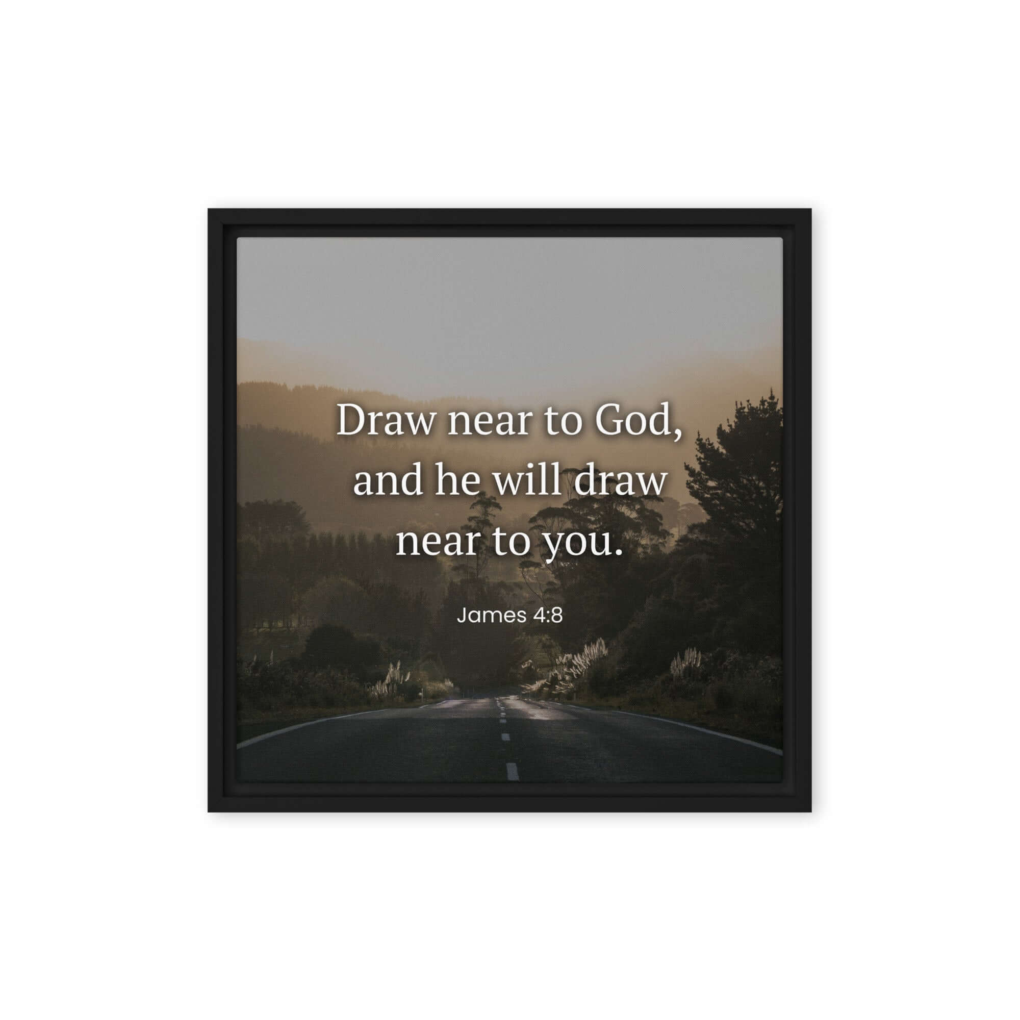 James 4:8 Bible Verse, Cleanse your Framed Canvas Print Wall Art Black 16″×16″