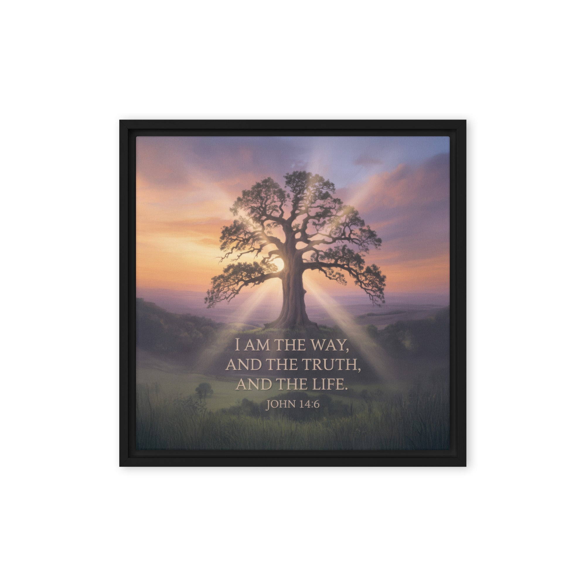 John 14:6 Bible Verse Jesus said Framed Canvas Black 16″×16″