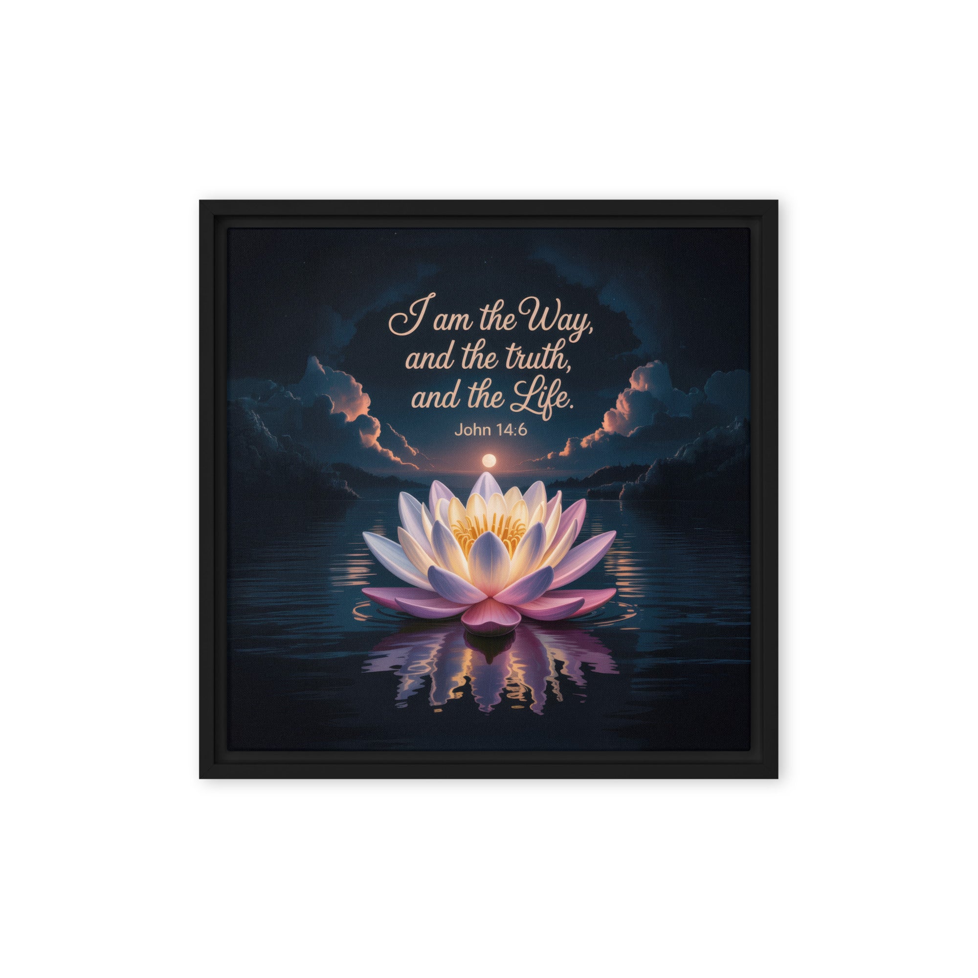 John 14:6 Bible Verse The Way Framed Canvas Black 16″×16″