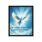 John 14:26 Bible Verse, Holy Spirit Dove Framed Canvas Print Wall Art Black 16″×20″