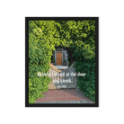 Revelation 3:20 Bible Verse, Garden Doorway Framed Canvas Print Wall Art Black 16″×20″