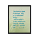 Psalm 23:4 Bible Verse, fear no evil Framed Canvas Print Wall Art Black 16″×20″