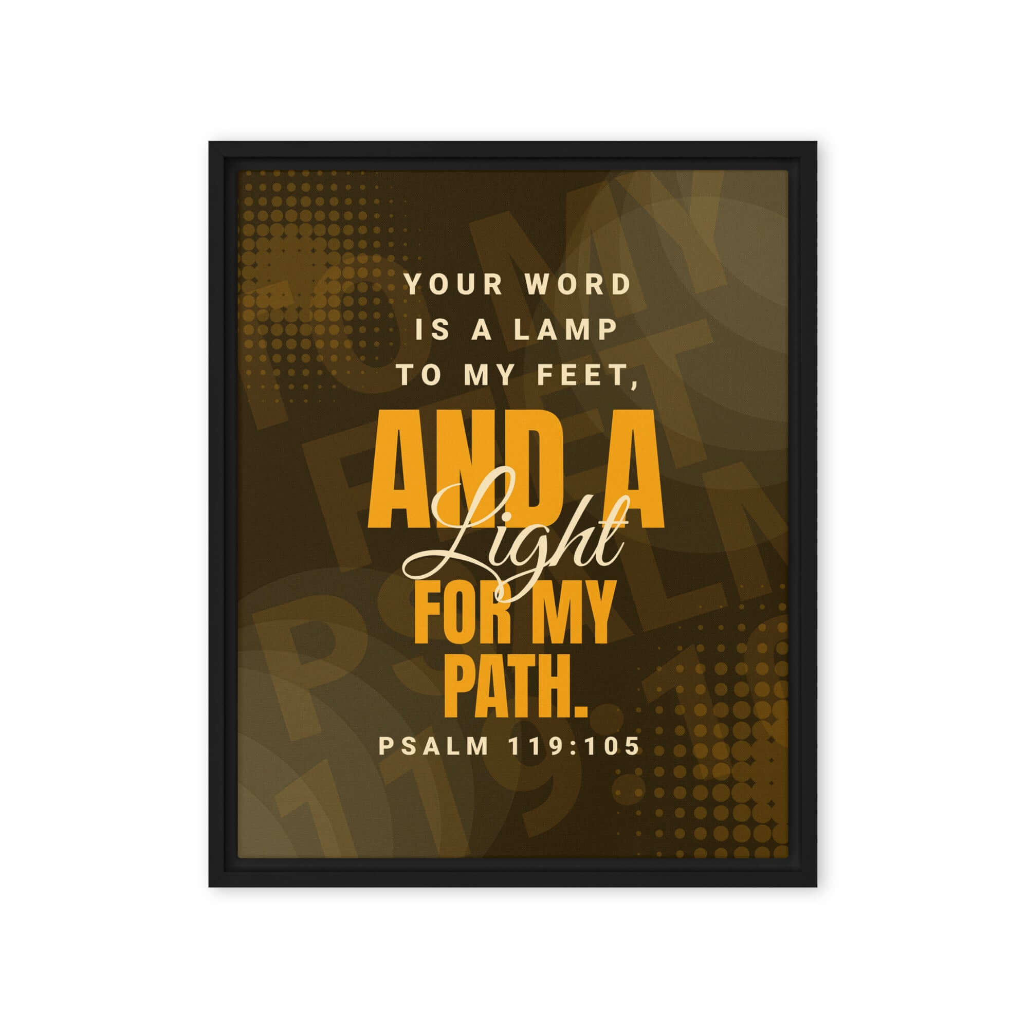 Psalm 119:105 Bible Verse, lamp to my feet Framed Canvas Print Wall Art Black 16″×20″