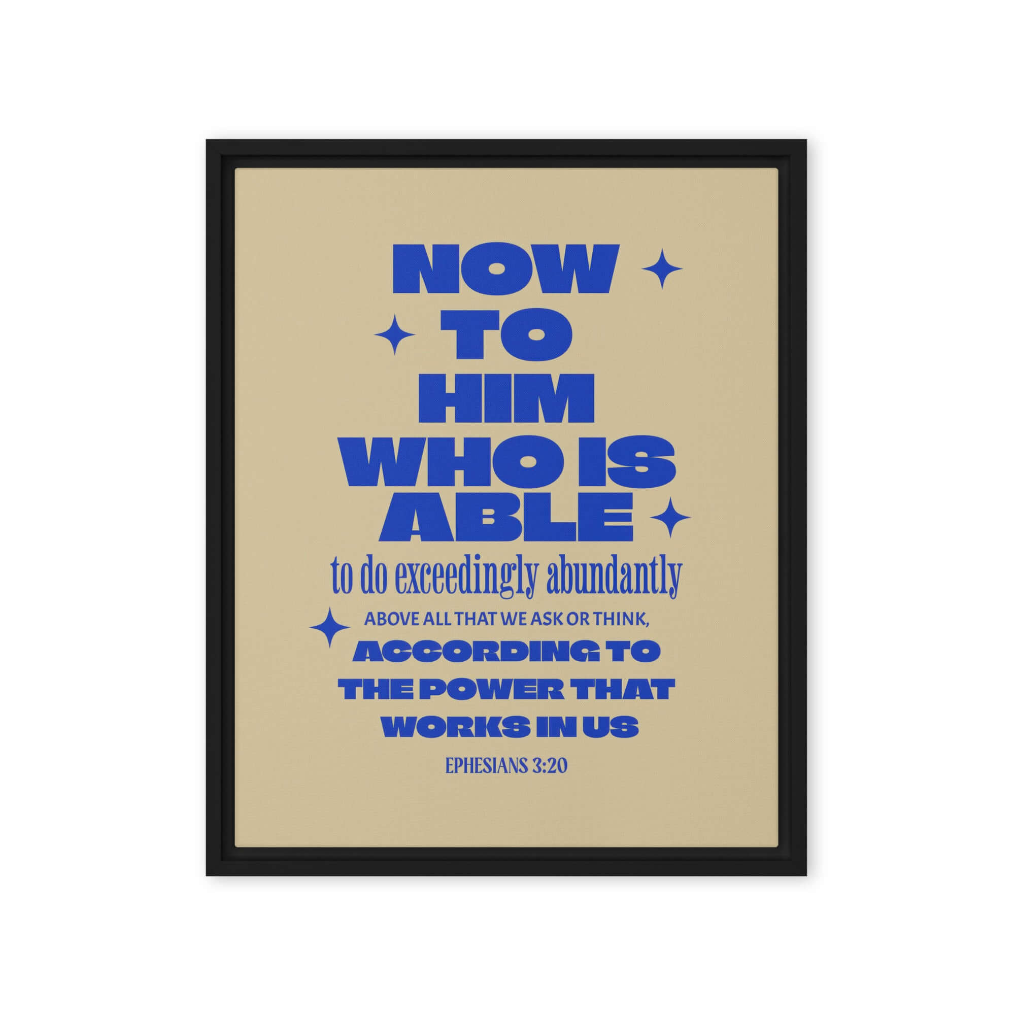 Ephesians 3:20 Bible Verse, power in us Framed Canvas Print Wall Art Black 16″×20″