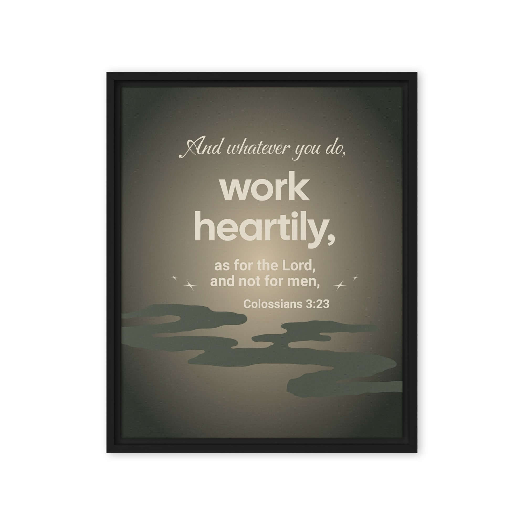 Colossians 3:23 Bible Verse, as for the Lord Framed Canvas Print Wall Art Black 16″×20″