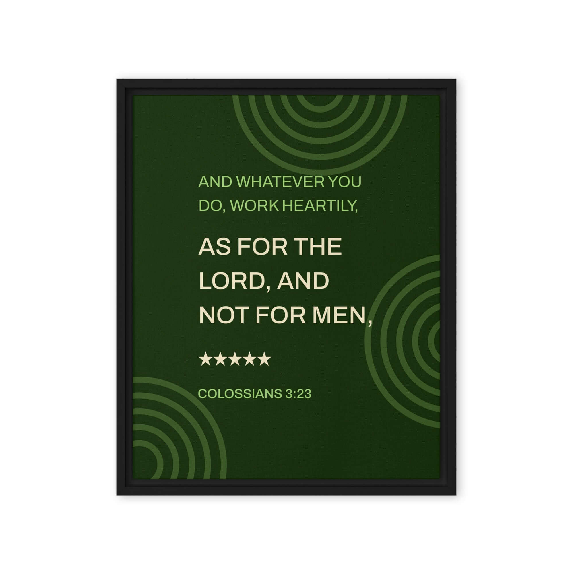 Colossians 3:23 Bible Verse, not for men Framed Canvas Print Wall Art Black 16″×20″