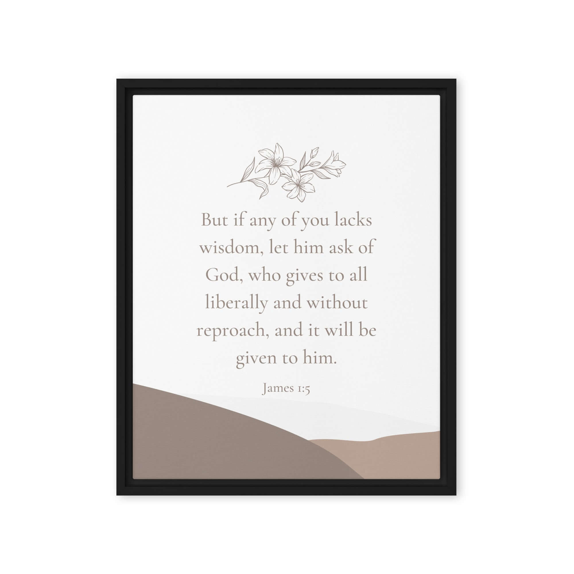 James 1:5 Bible Verse, ask of God Framed Canvas Print Wall Art Black 16″×20″