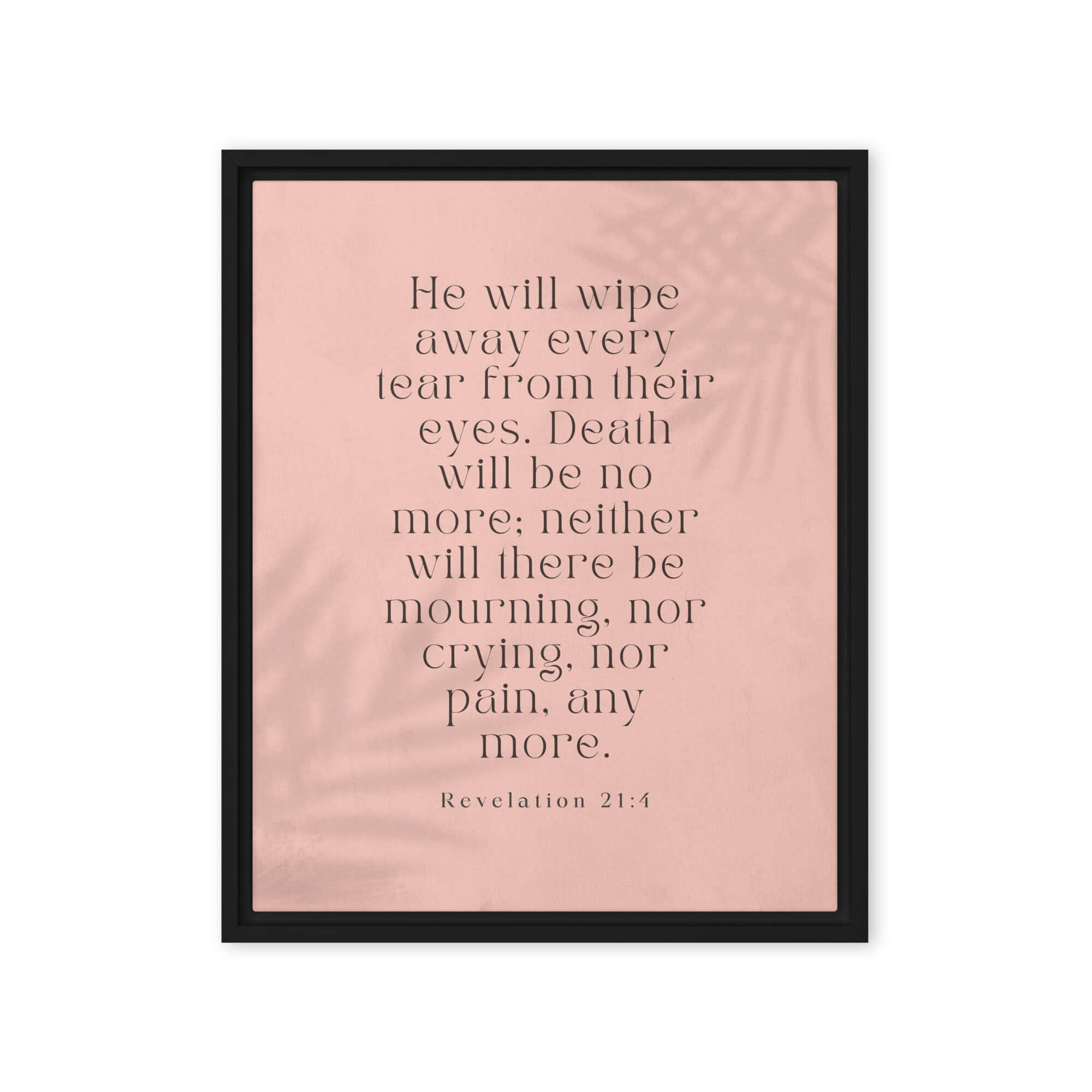 Revelation 21:4 Bible Verse, their eyes Framed Canvas Print Wall Art Black 16″×20″