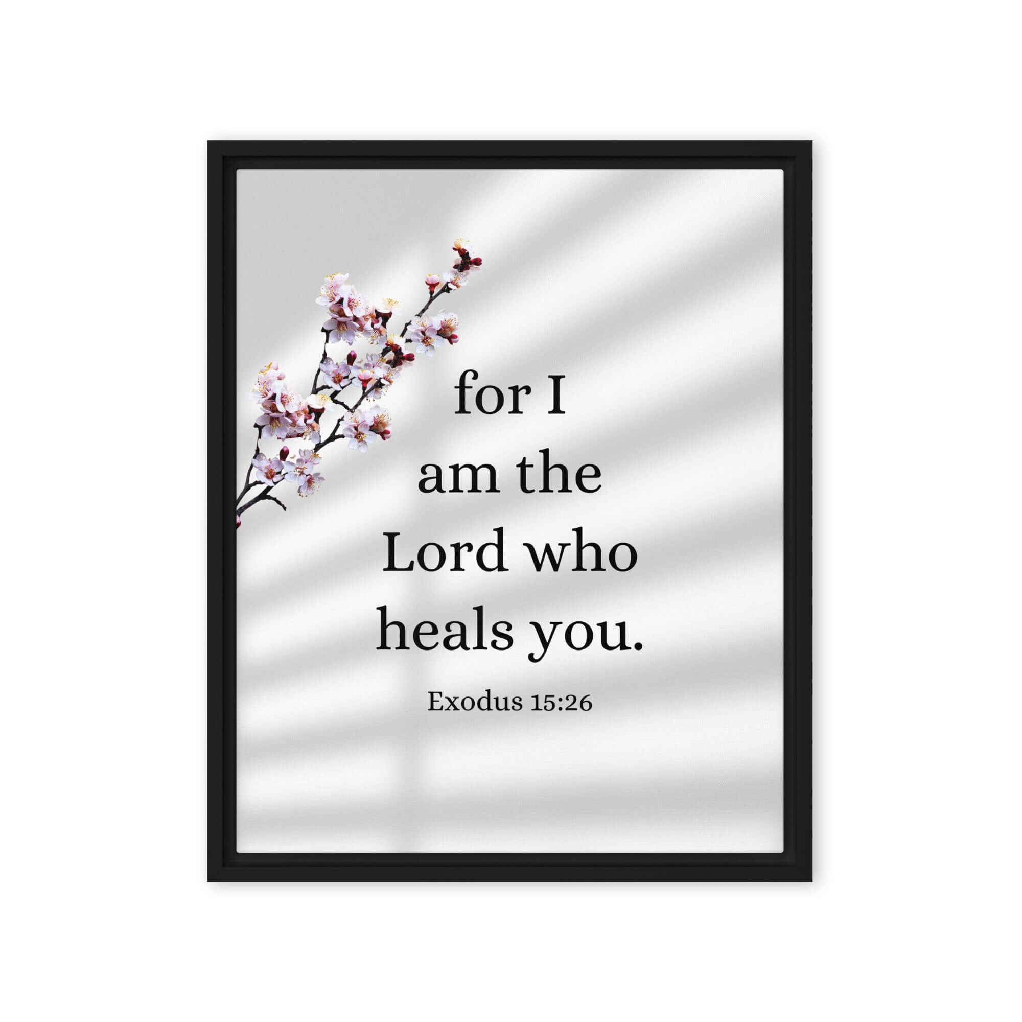 Exodus 15:26 Bible Verse, diligently listen Framed Canvas Print Wall Art Black 16″×20″
