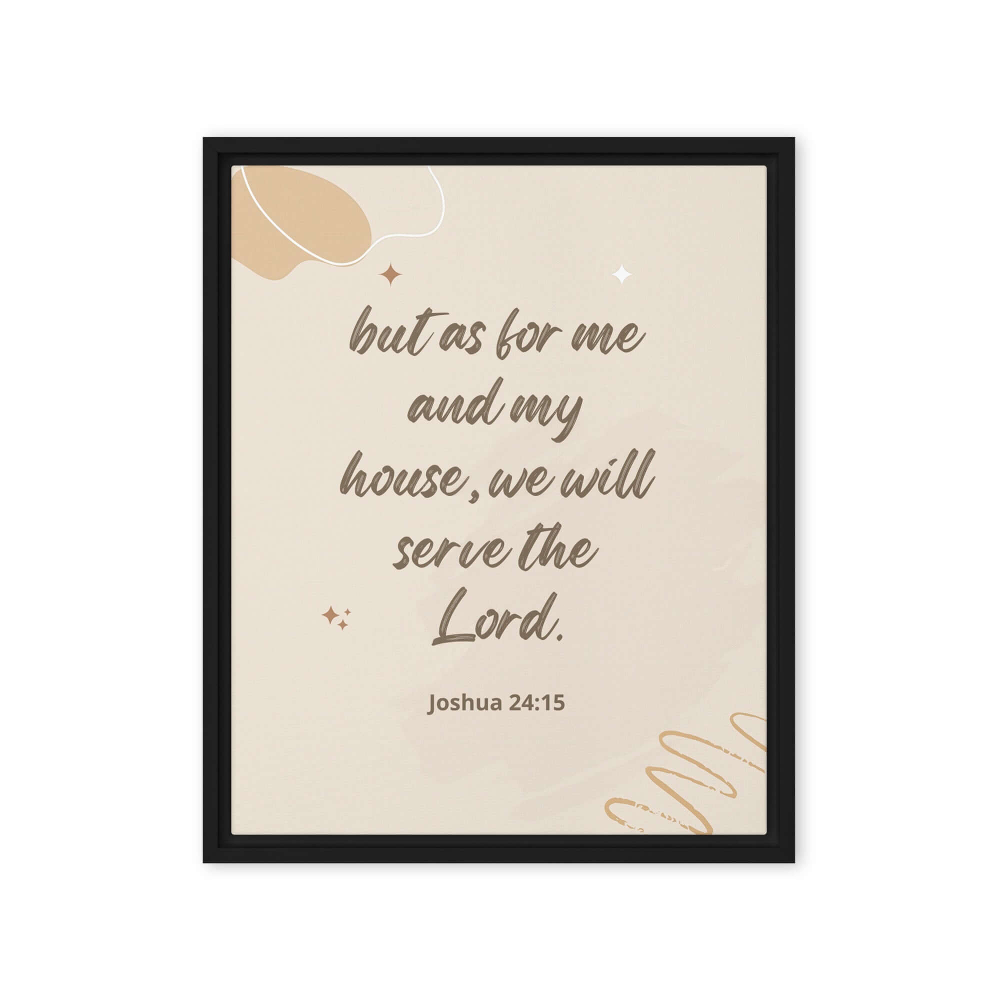 Joshua 24:15 Bible Verse, will serve Framed Canvas Print Wall Art Black 16″×20″