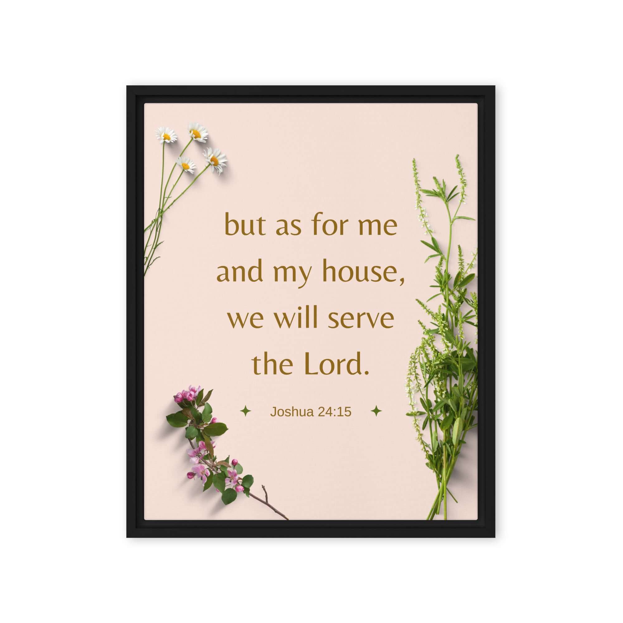 Joshua 24:15 Bible Verse, your fathers Framed Canvas Print Wall Art Black 16″×20″