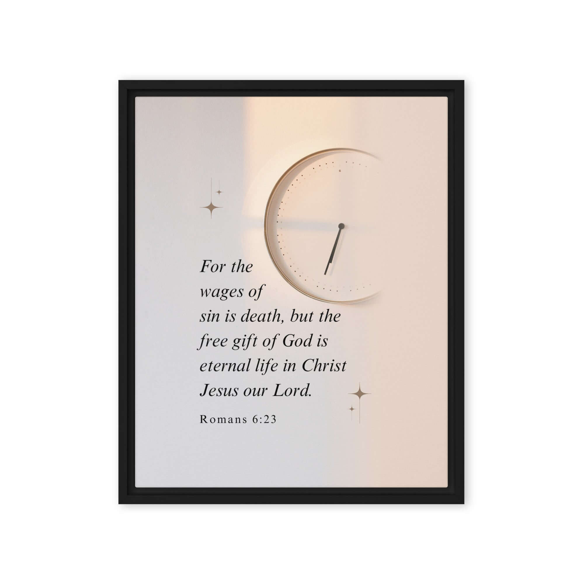 Romans 6:23 Bible Verse, our Lord Framed Canvas Print Wall Art Black 16″×20″