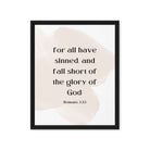 Romans 3:23 Bible Verse, fall short Framed Canvas Print Wall Art Black 16″×20″