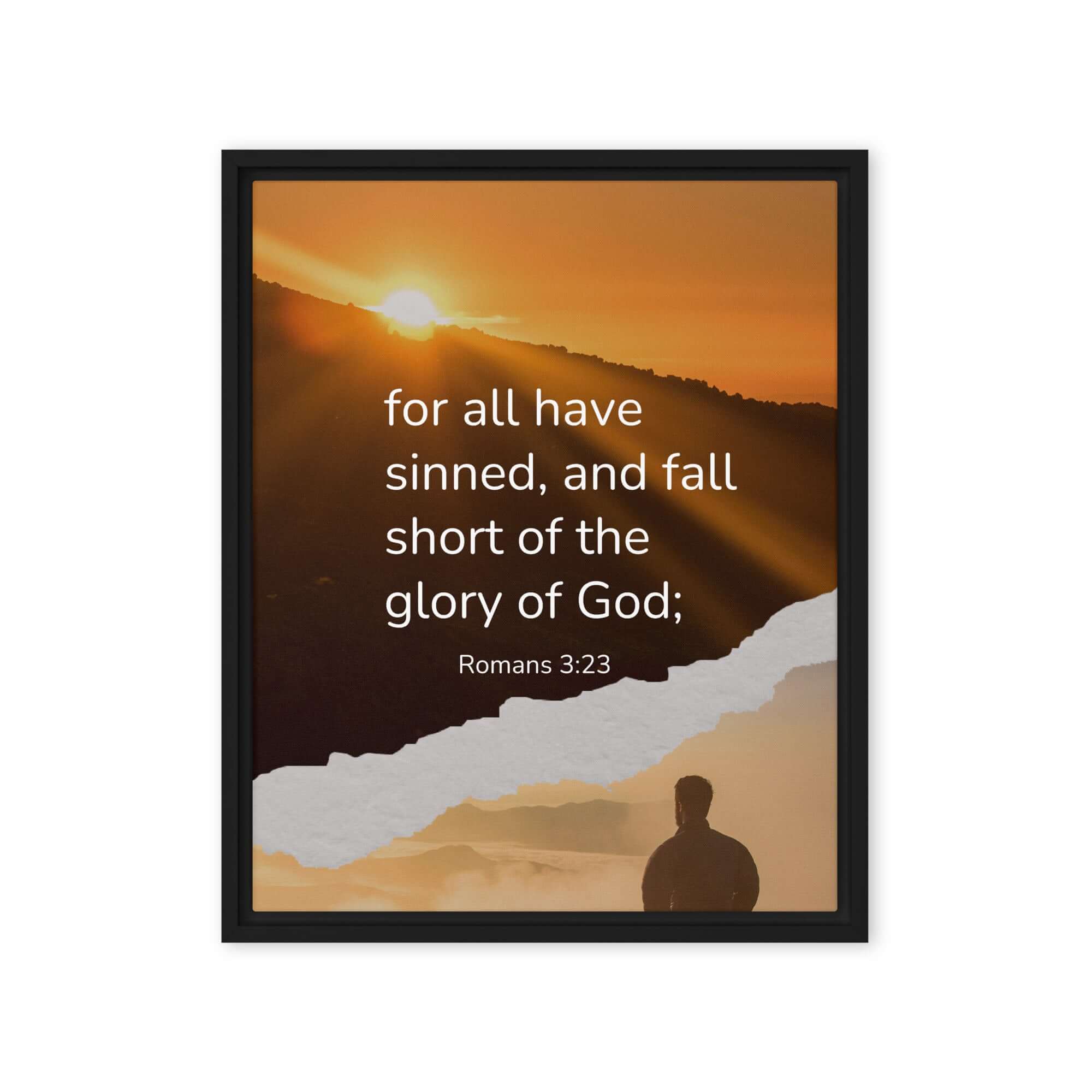 Romans 3:23 Bible Verse, of God Framed Canvas Print Wall Art Black 16″×20″