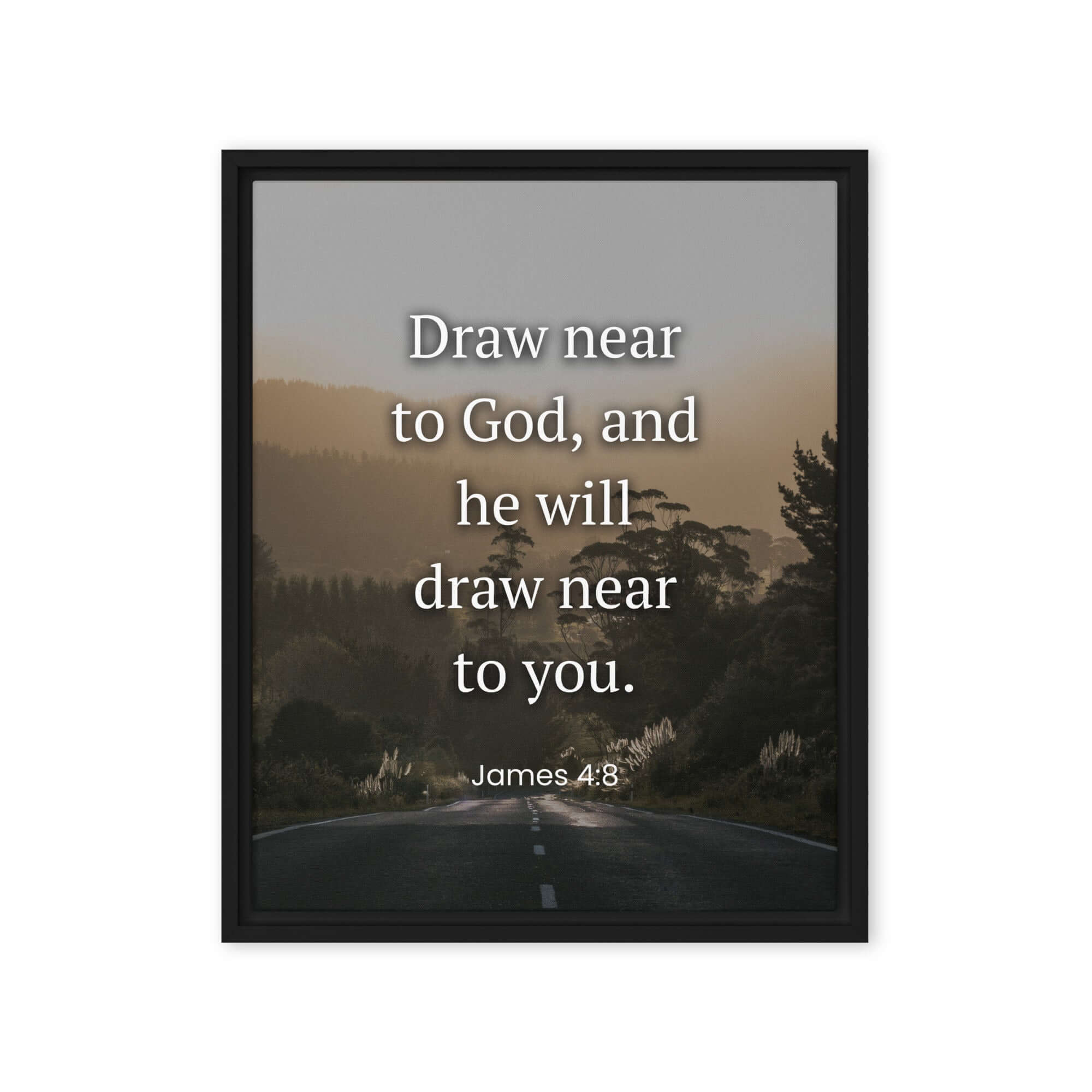 James 4:8 Bible Verse, Cleanse your Framed Canvas Print Wall Art Black 16″×20″