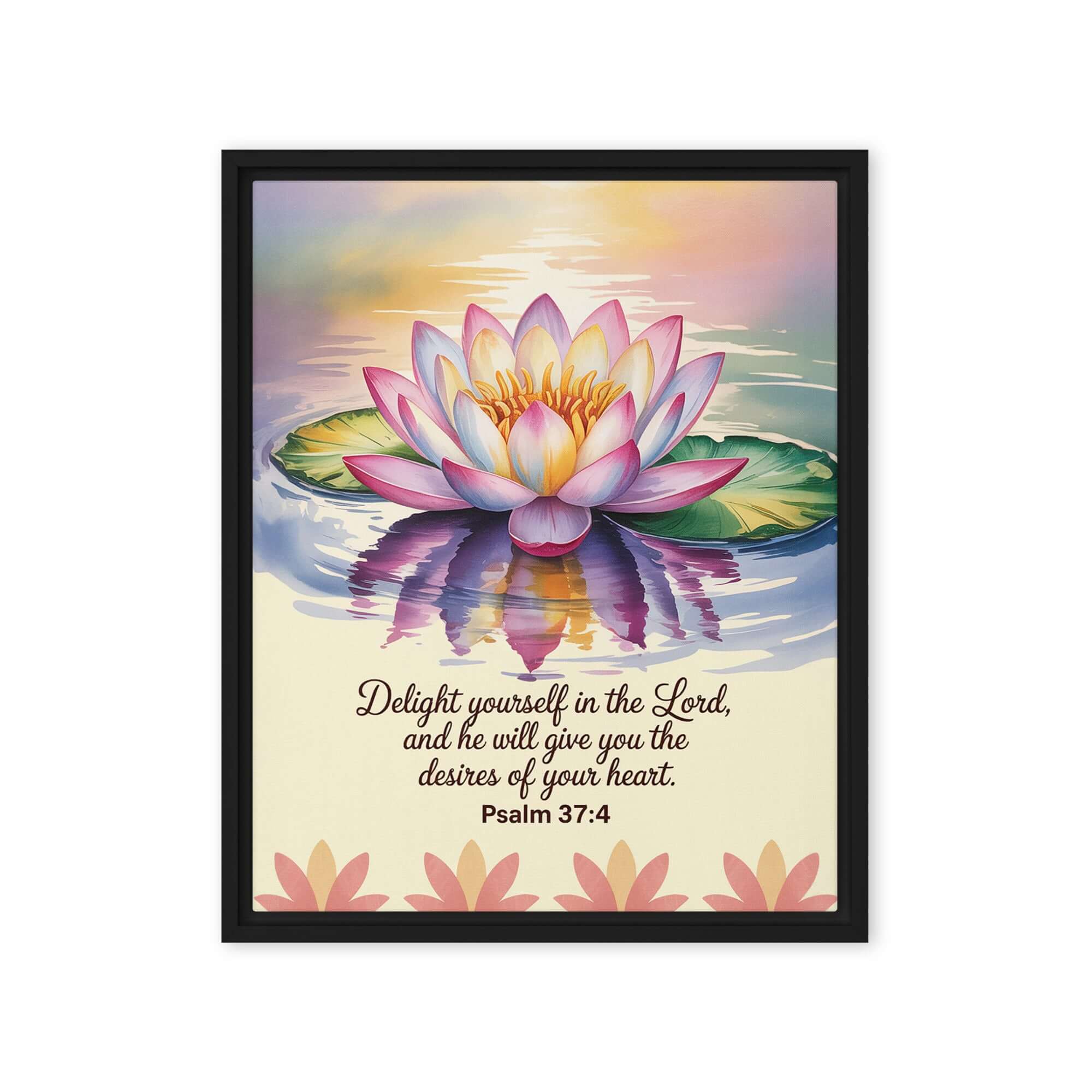 Psalm 37:4 Bible Verse, the Lord Framed Canvas Black 16″×20″