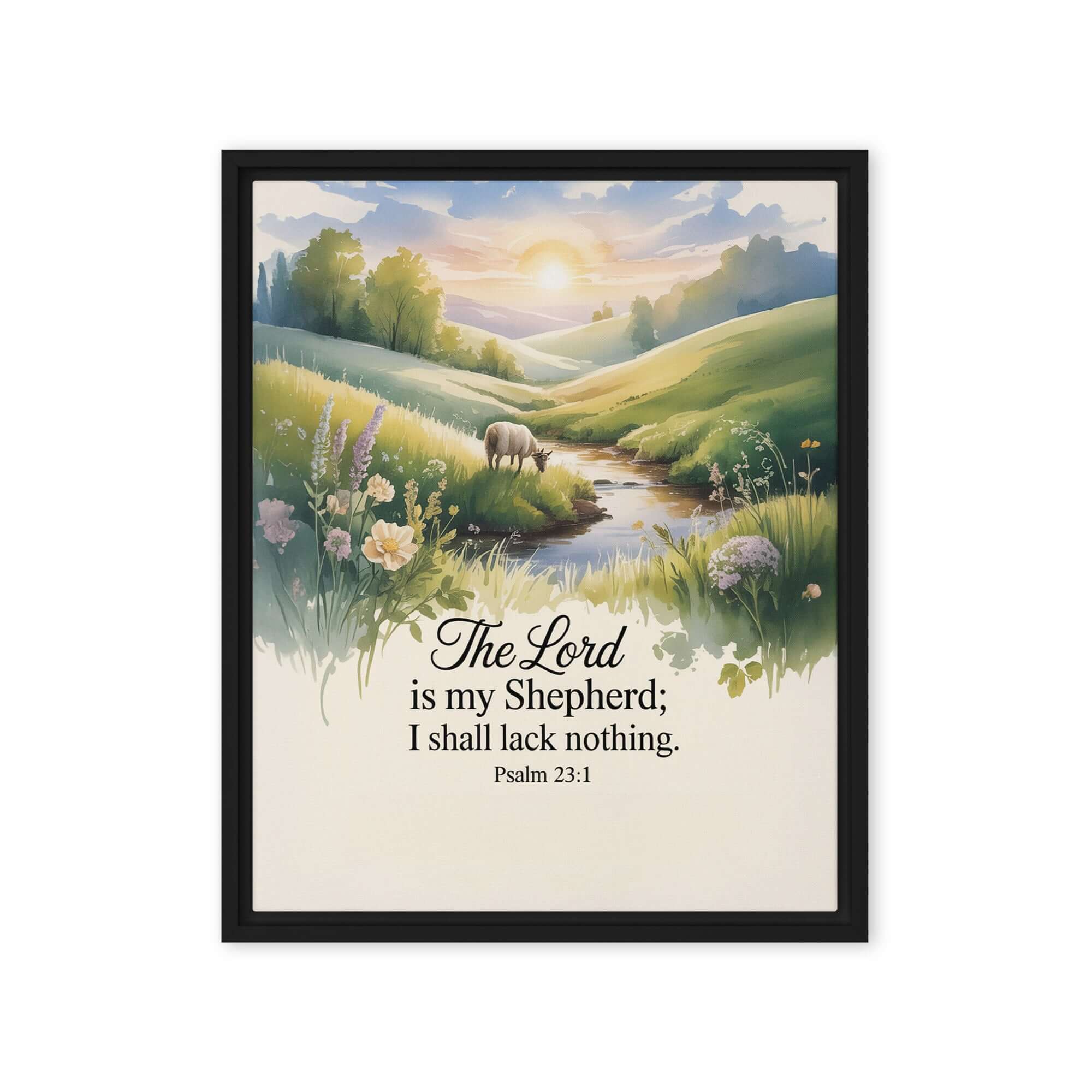 Psalm 23:1 Bible Verse, Lord Framed Canvas Black 16″×20″