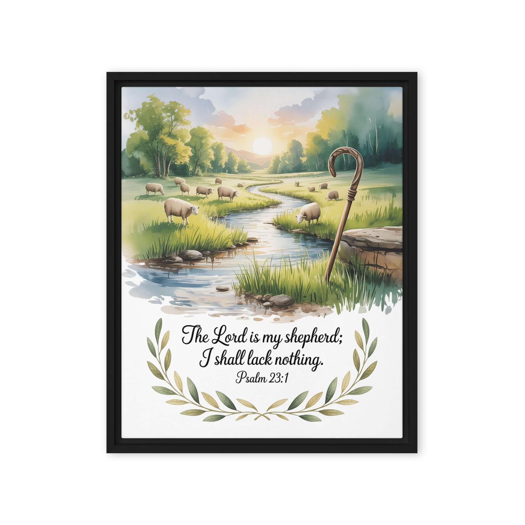 Psalm 23:1 Bible Verse, is my Framed Canvas Black 16″×20″