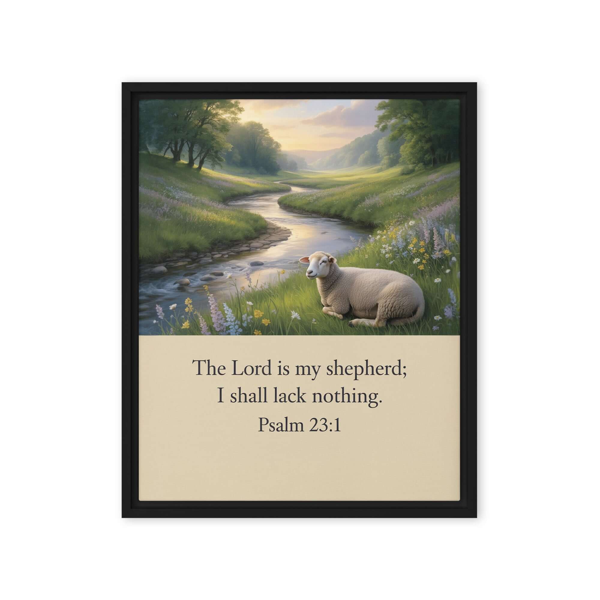 Psalm 23:1 Bible Verse, I shall Framed Canvas Black 16″×20″