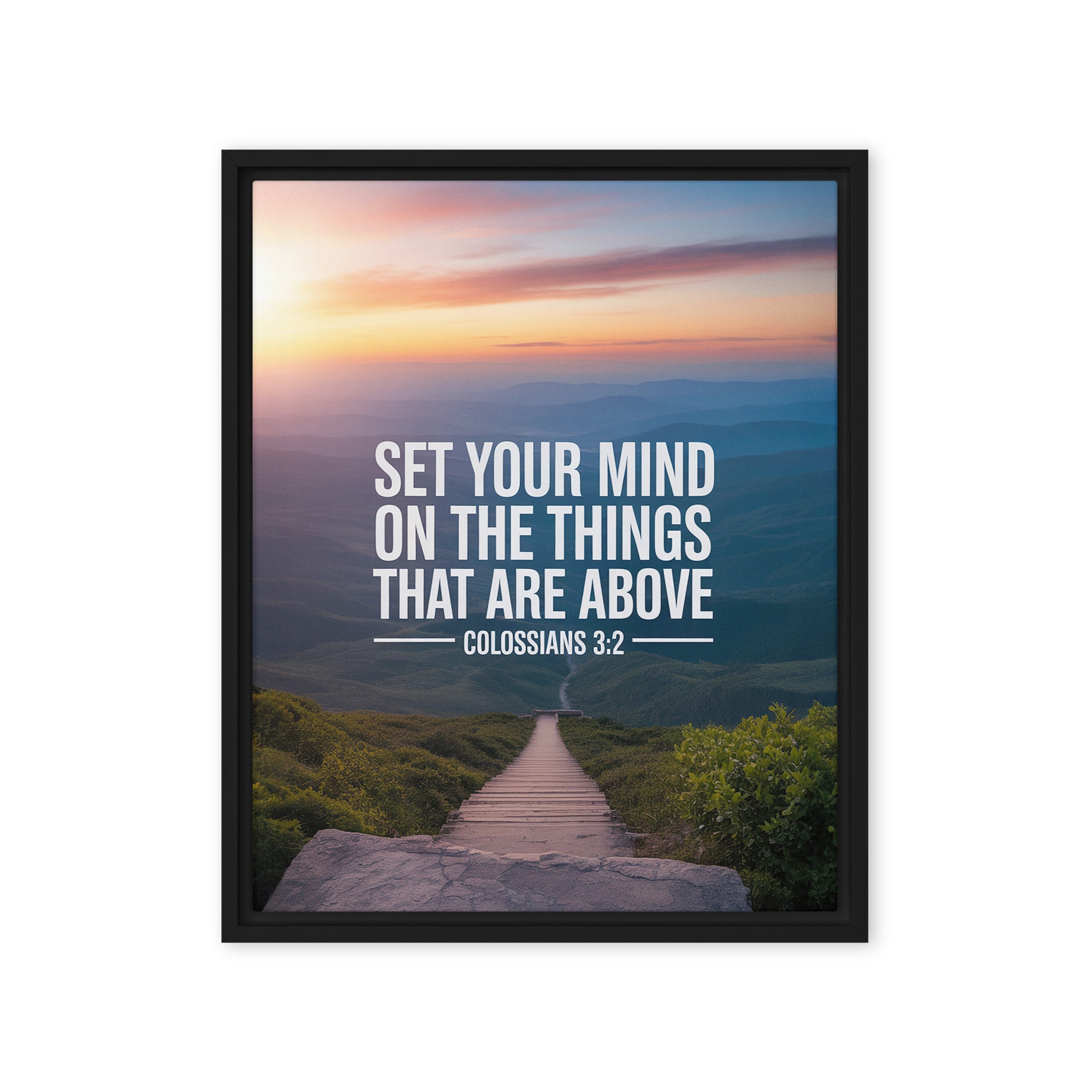 Colossians 3:2 Bible Verse your mind Framed Canvas Black 16″×20″