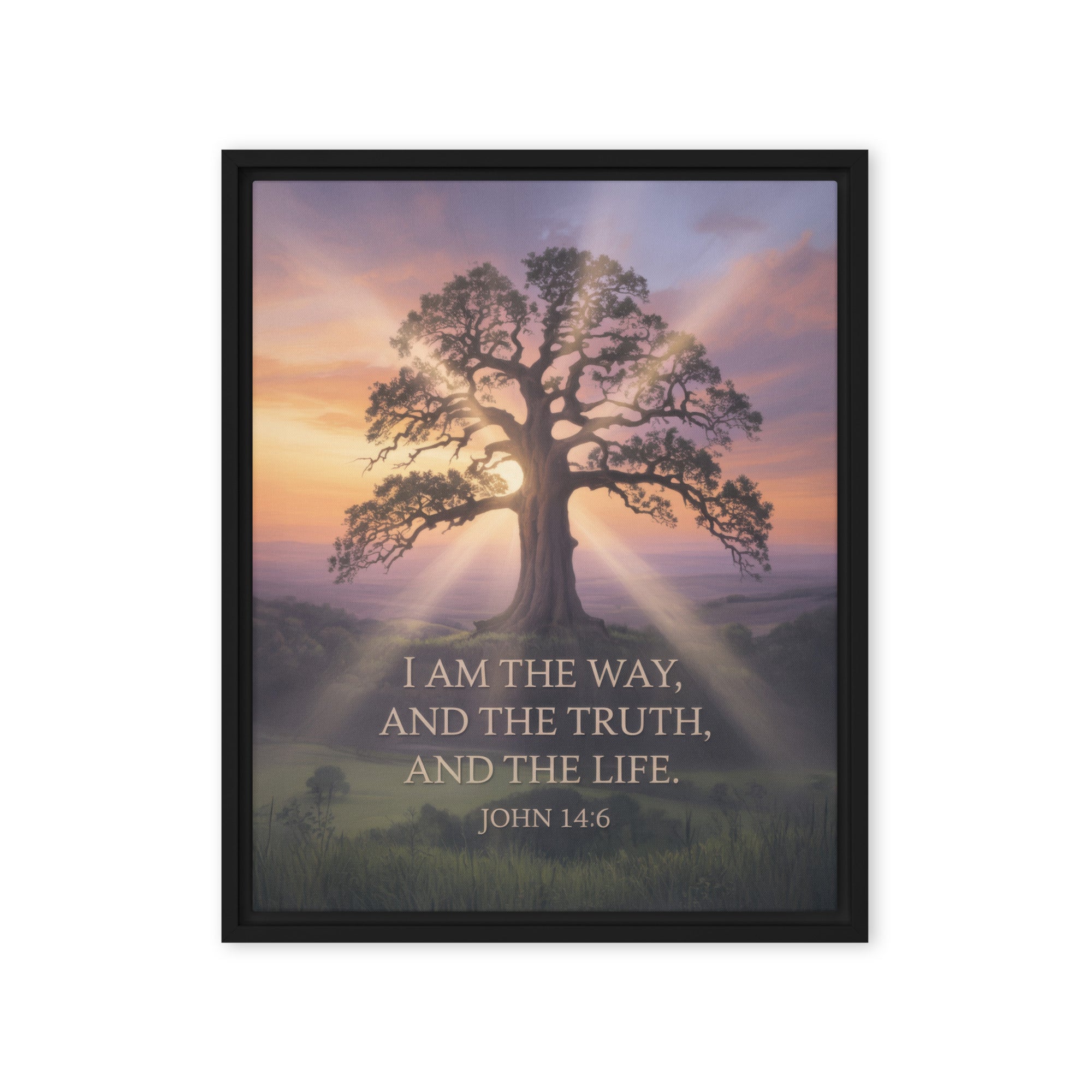 John 14:6 Bible Verse Jesus said Framed Canvas Black 16″×20″