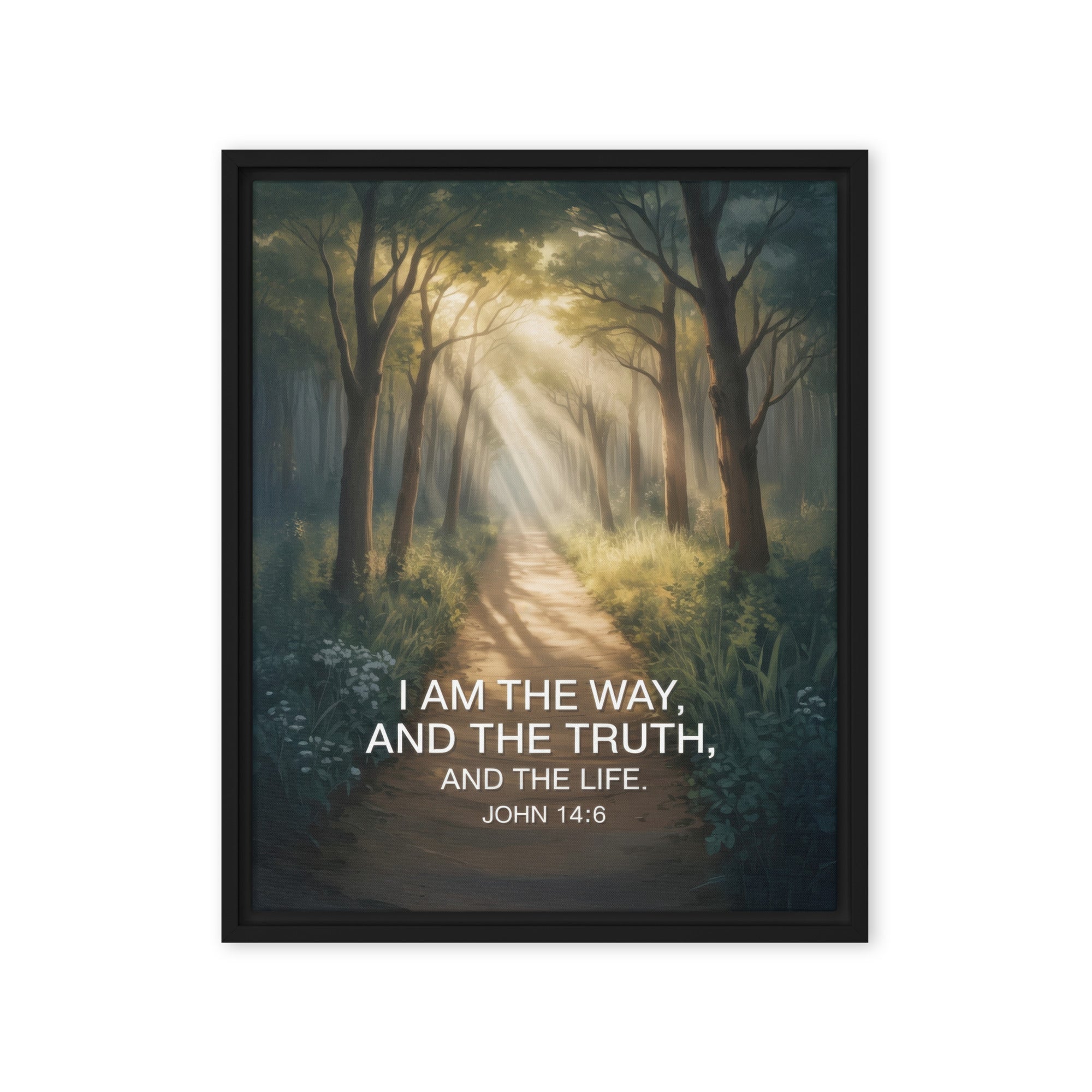 John 14:6 Bible Verse I Am Framed Canvas Black 16″×20″