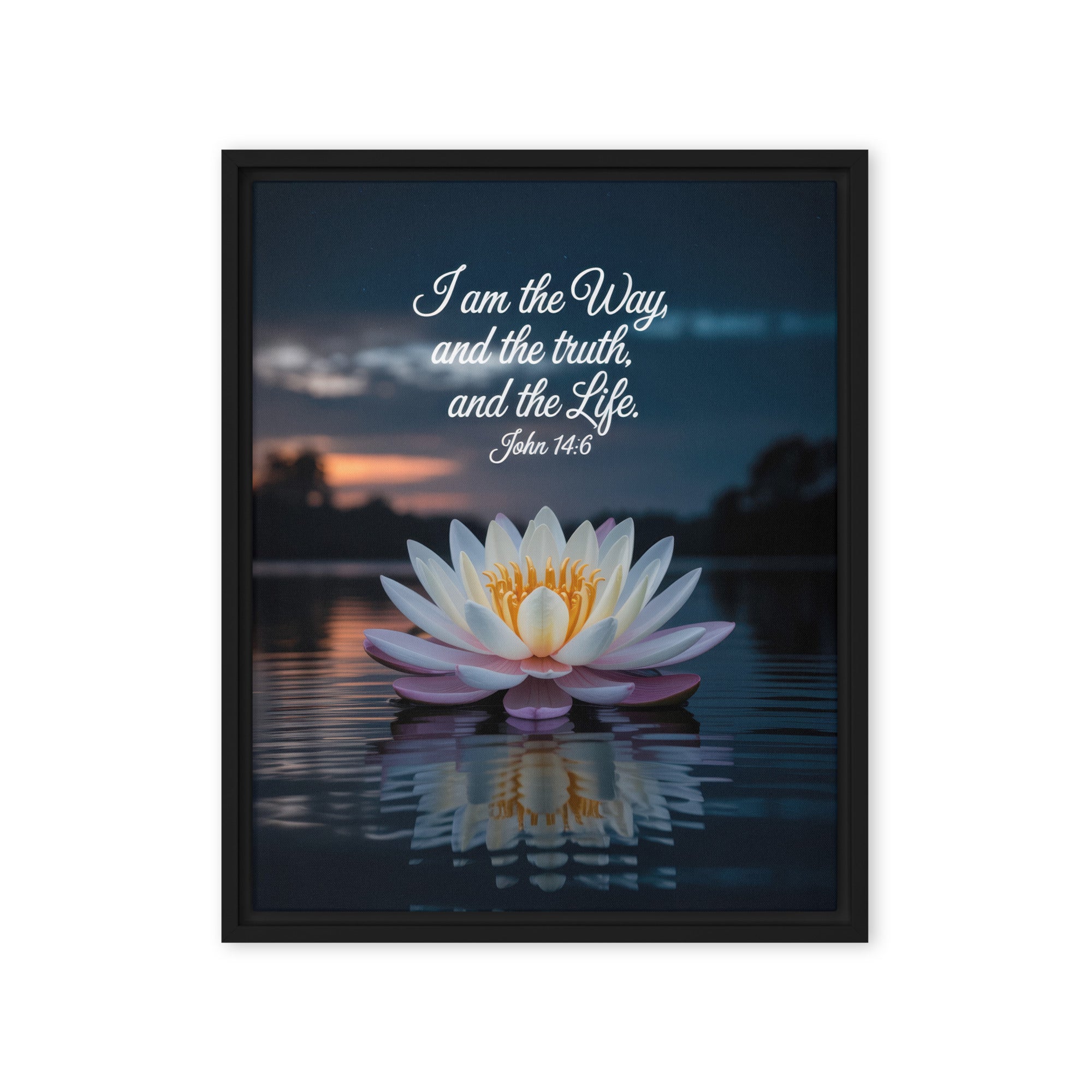 John 14:6 Bible Verse The Father Framed Canvas Black 16″×20″