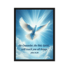 John 14:26 Bible Verse, Holy Spirit Dove Framed Canvas Print Wall Art Black 18″×24″