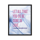 1 Corinthians 16:14 Bible Verse, Do it in Love Framed Canvas Print Wall Art Black 18″×24″