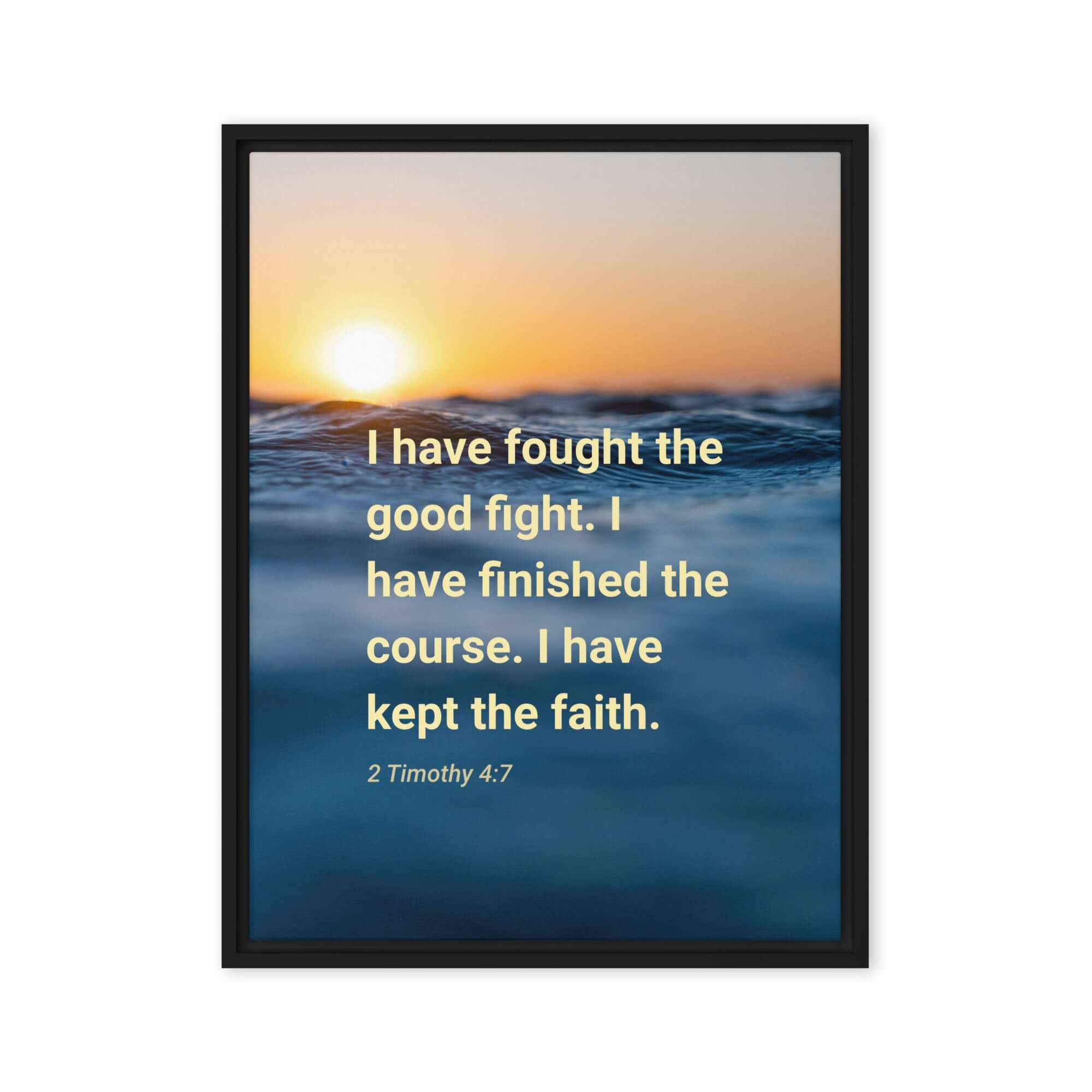 2 Timothy 4:7 Bible Verse, kept the faith Framed Canvas Print Wall Art Black 18″×24″