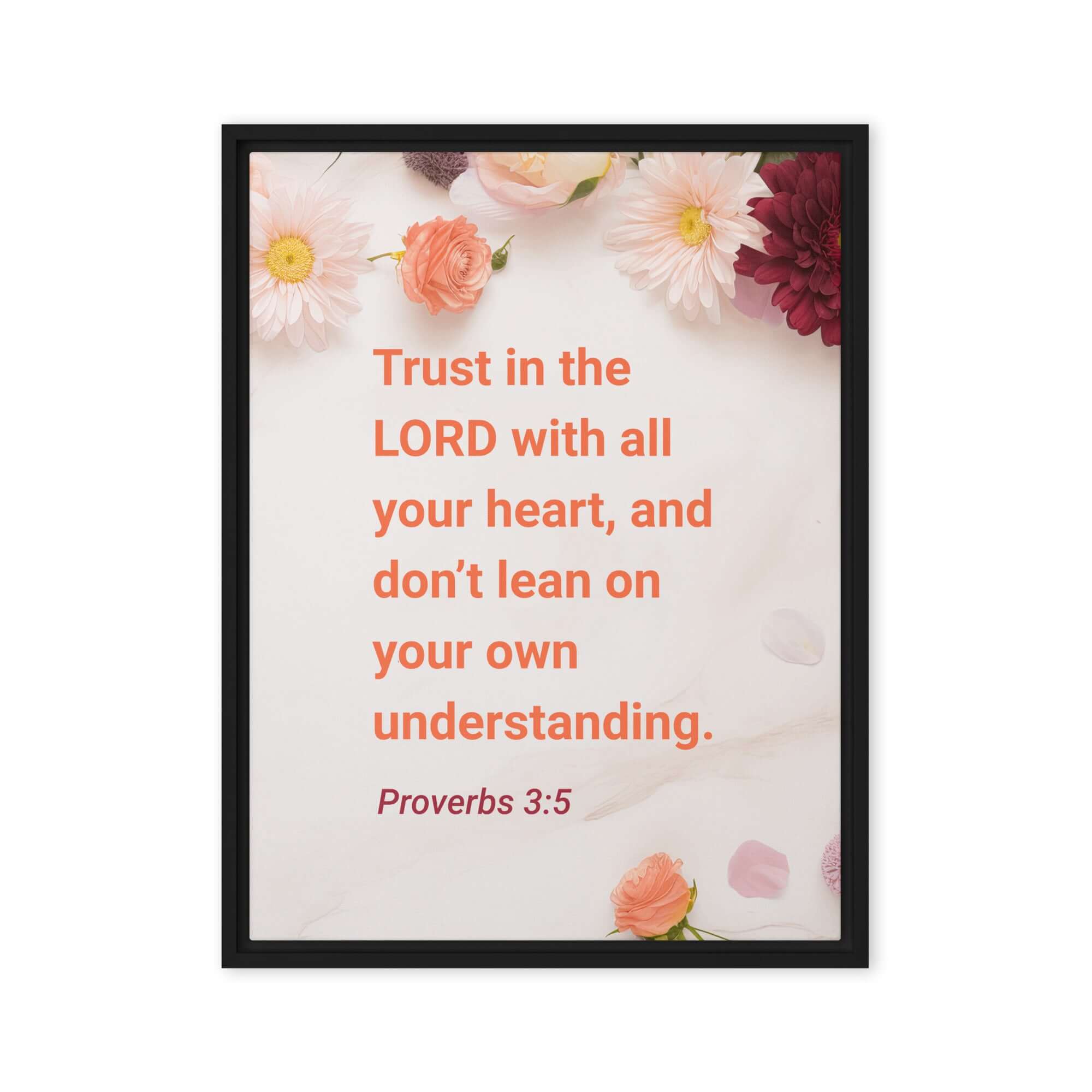 Proverbs 3:5 Bible Verse, Trust in the LORD Framed Canvas Print Wall Art Black 18″×24″