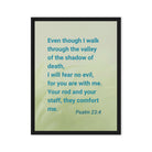 Psalm 23:4 Bible Verse, fear no evil Framed Canvas Print Wall Art Black 18″×24″