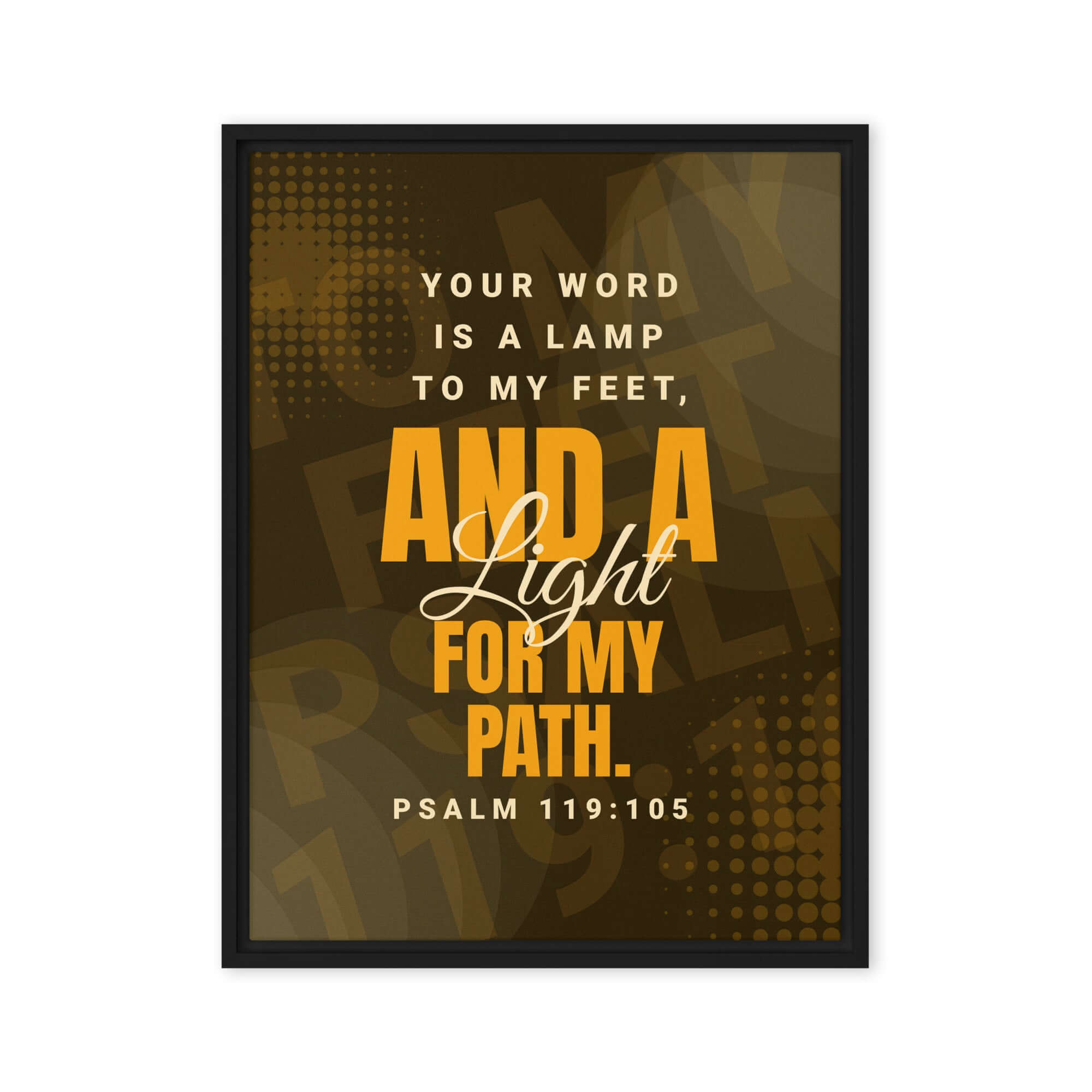 Psalm 119:105 Bible Verse, lamp to my feet Framed Canvas Print Wall Art Black 18″×24″