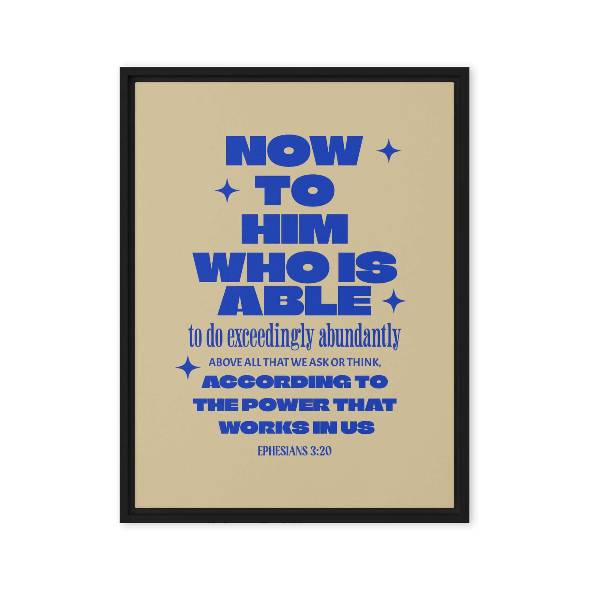 Ephesians 3:20 Bible Verse, power in us Framed Canvas Print Wall Art Black 18″×24″