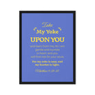 Matthew 11:29-30 Bible Verse, Take my yoke Framed Canvas Print Wall Art Black 18″×24″