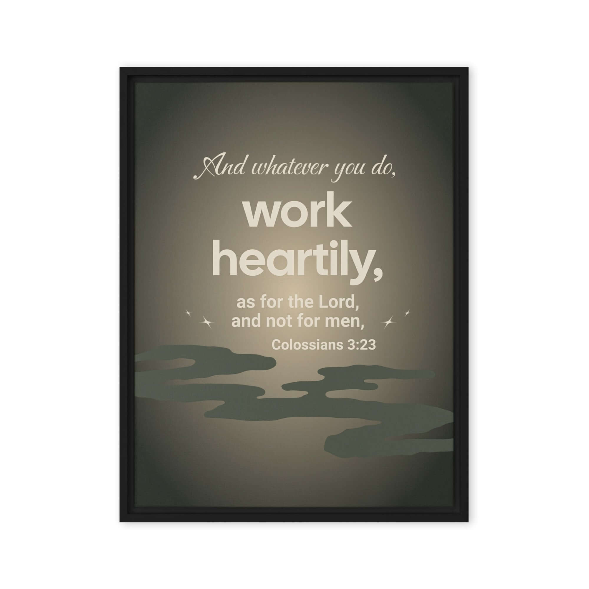 Colossians 3:23 Bible Verse, as for the Lord Framed Canvas Print Wall Art Black 18″×24″