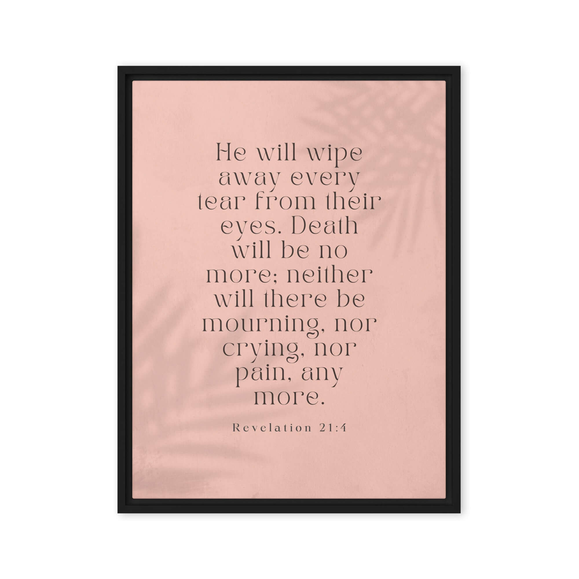 Revelation 21:4 Bible Verse, their eyes Framed Canvas Print Wall Art Black 18″×24″