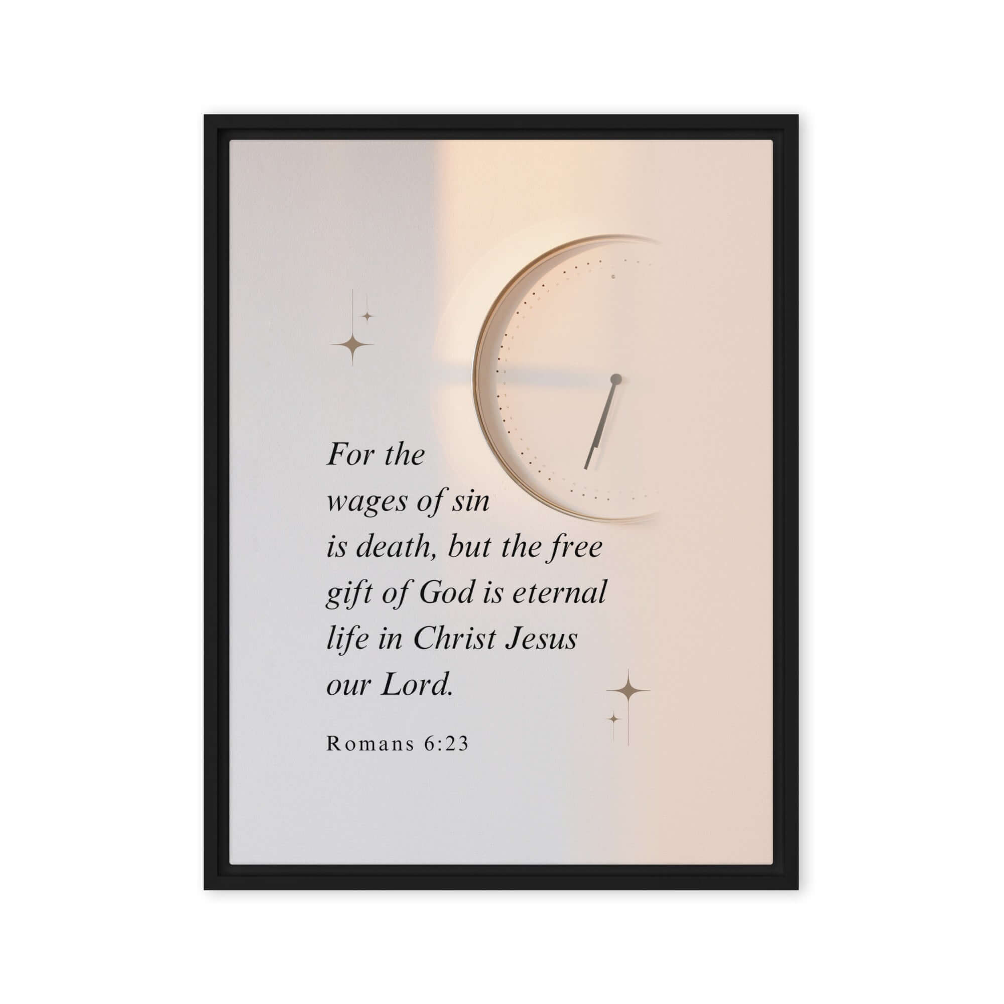 Romans 6:23 Bible Verse, our Lord Framed Canvas Print Wall Art Black 18″×24″