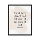 Romans 3:23 Bible Verse, fall short Framed Canvas Print Wall Art Black 18″×24″