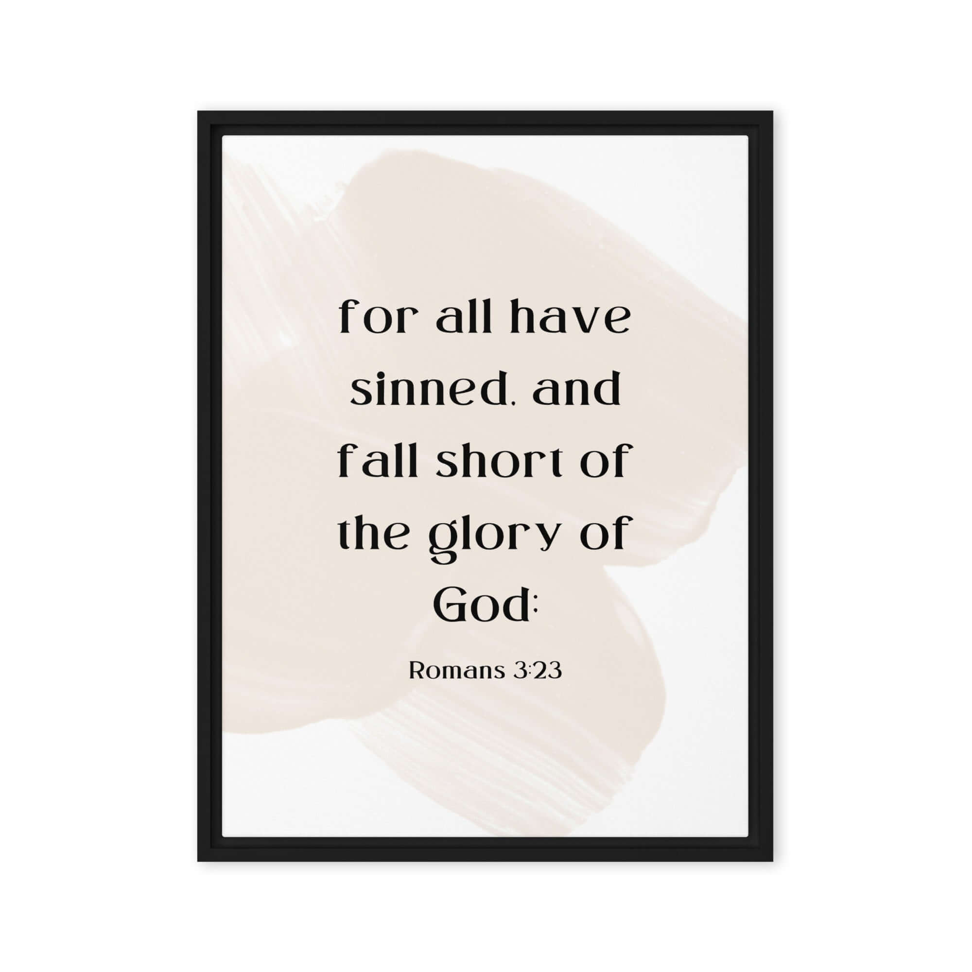 Romans 3:23 Bible Verse, fall short Framed Canvas Print Wall Art Black 18″×24″