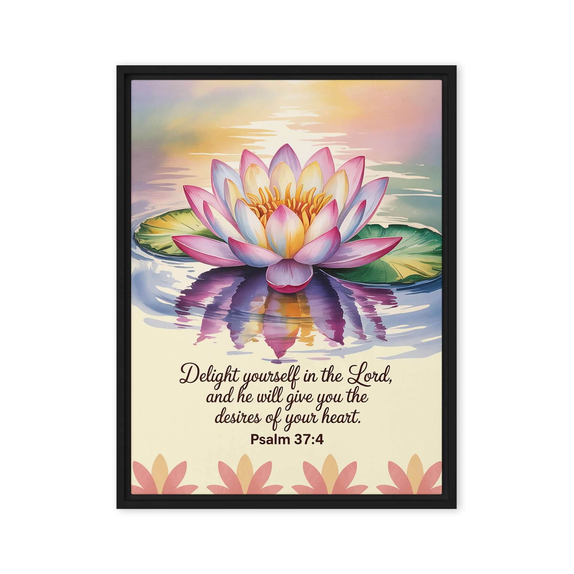 Psalm 37:4 Bible Verse, the Lord Framed Canvas Black 18″×24″