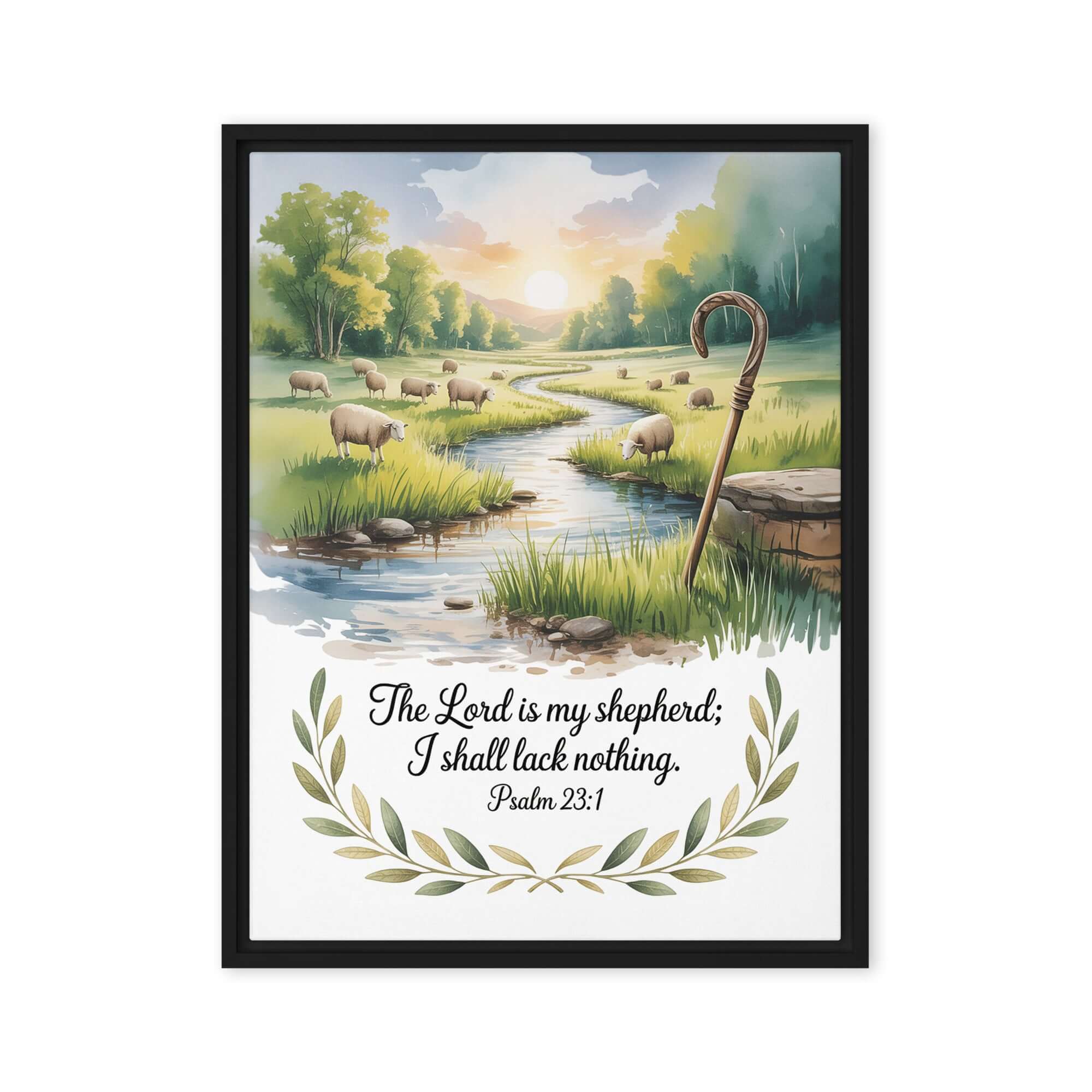 Psalm 23:1 Bible Verse, is my Framed Canvas Black 18″×24″