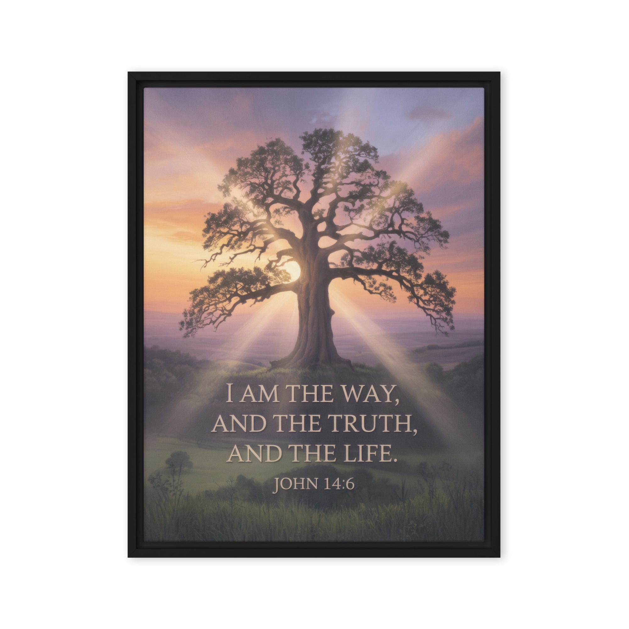 John 14:6 Bible Verse Jesus said Framed Canvas Black 18″×24″