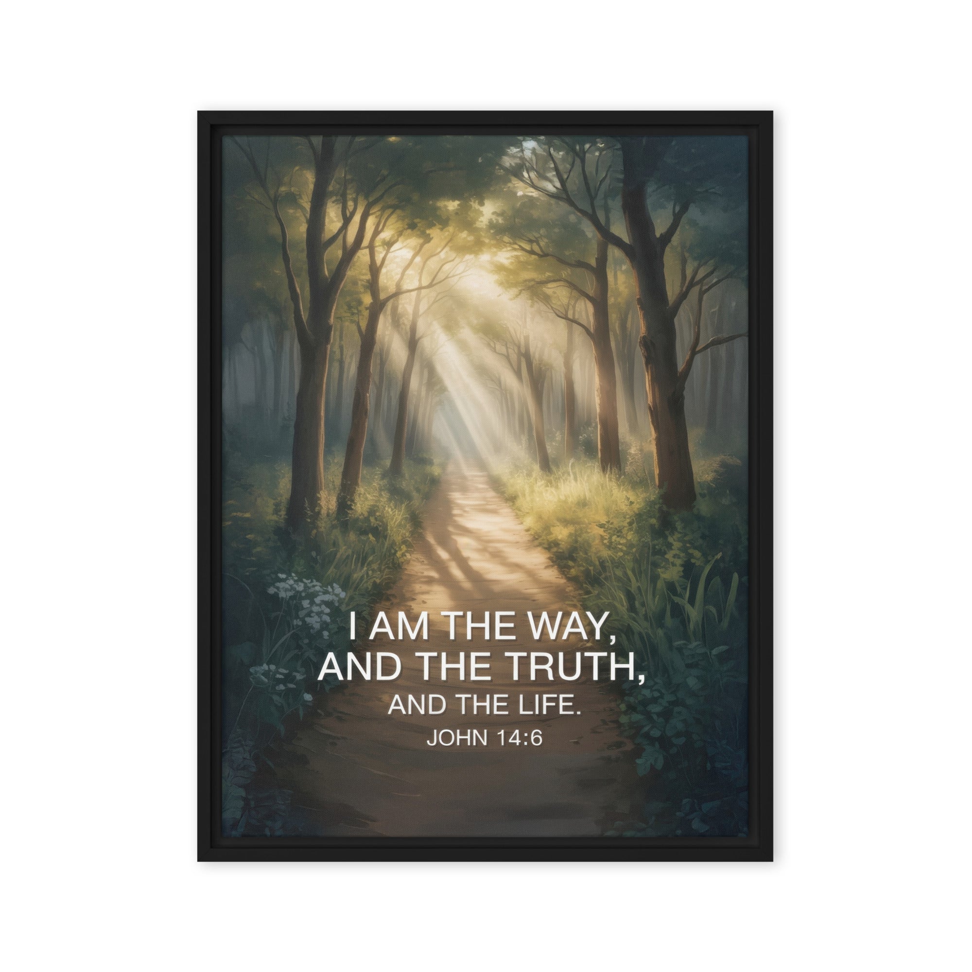 John 14:6 Bible Verse I Am Framed Canvas Black 18″×24″