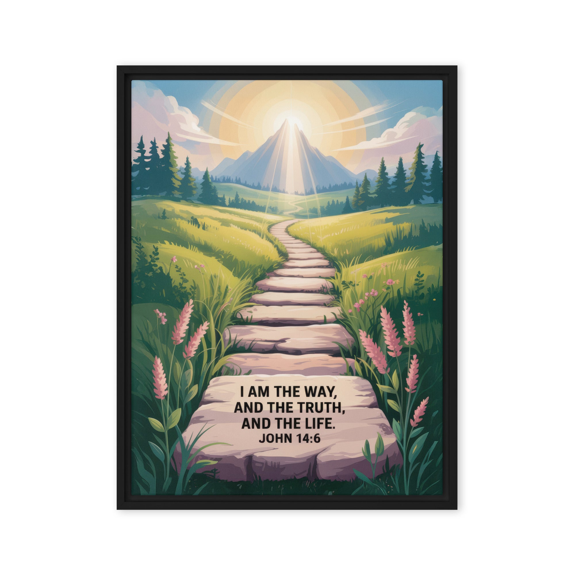 John 14:6 Bible Verse The Truth Framed Canvas Black 18″×24″